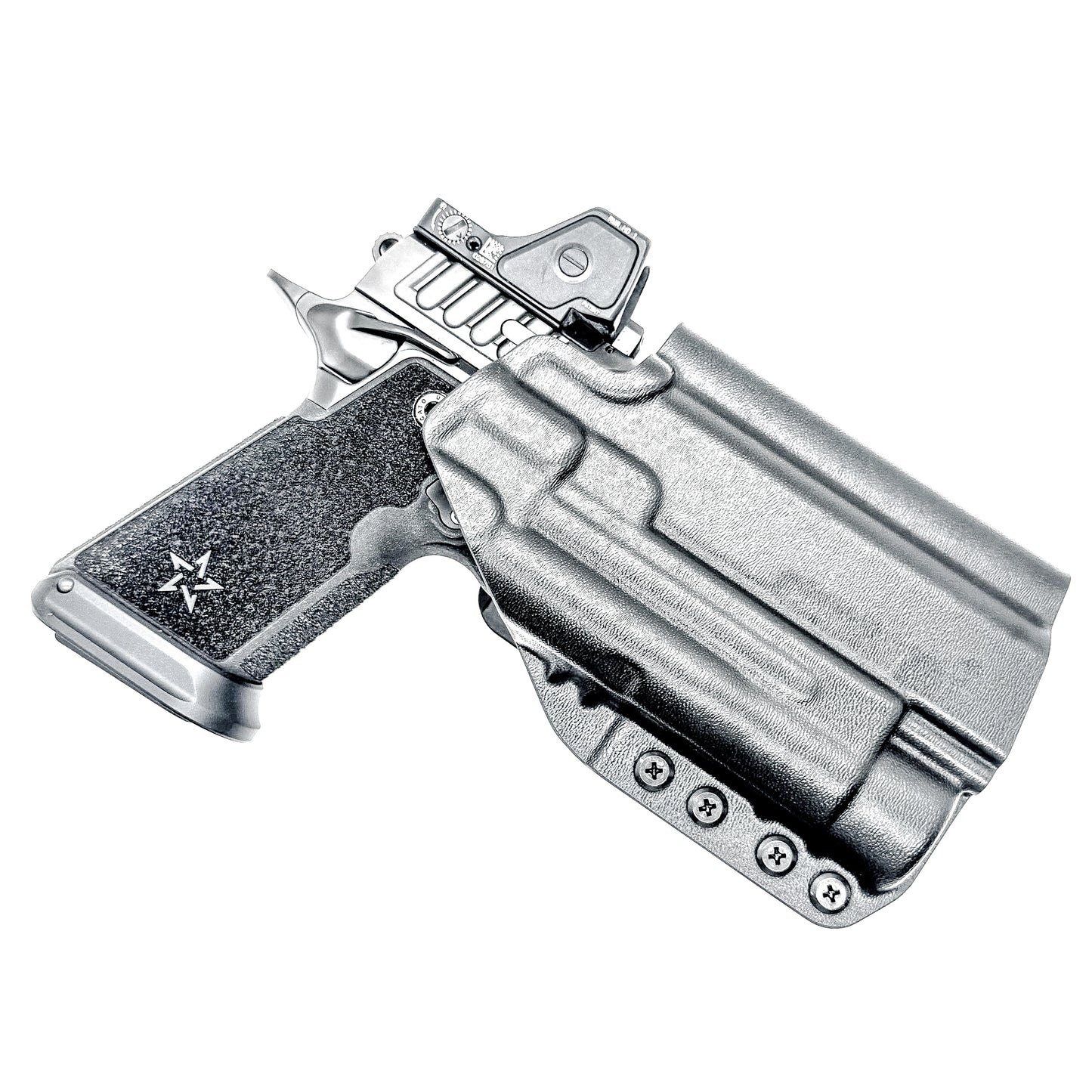 OWB holster for the Staccato HD P4.5 and Streamlight TLR-1 HL or TLR-1 HP for Outside Waistband carry.