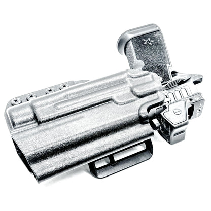 OWB holster for the Staccato HD P4.5 and Streamlight TLR-1 HL or TLR-1 HP for Outside Waistband carry.