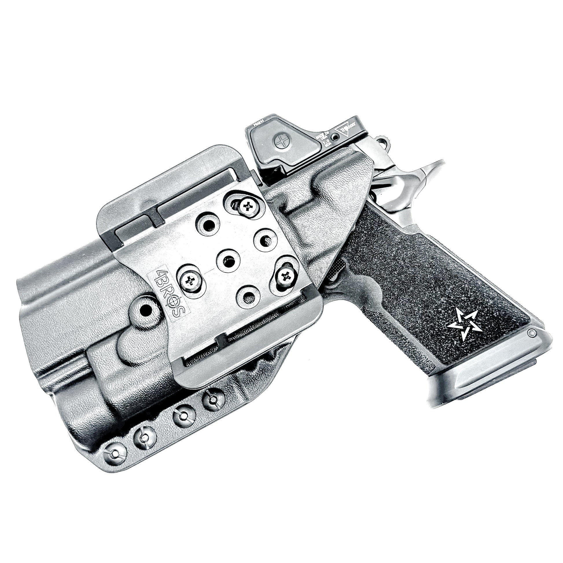 OWB holster for the Staccato HD P4.5 and Streamlight TLR-1 HL or TLR-1 HP for Outside Waistband carry.