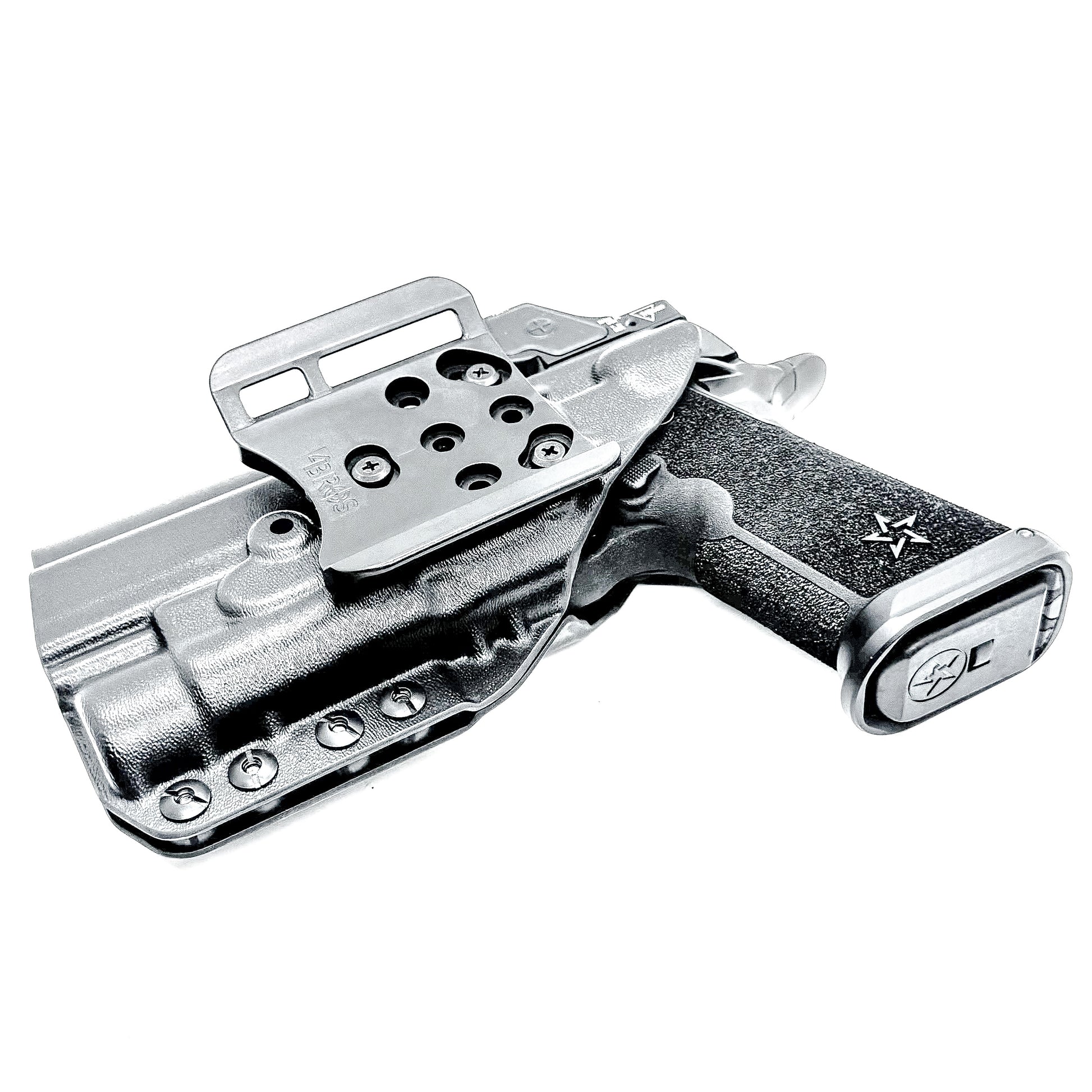 OWB holster for the Staccato HD P4.5 and Streamlight TLR-1 HL or TLR-1 HP for Outside Waistband carry.