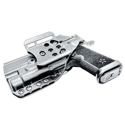 OWB holster for the Staccato HD P4.5 and Streamlight TLR-1 HL or TLR-1 HP for Outside Waistband carry.