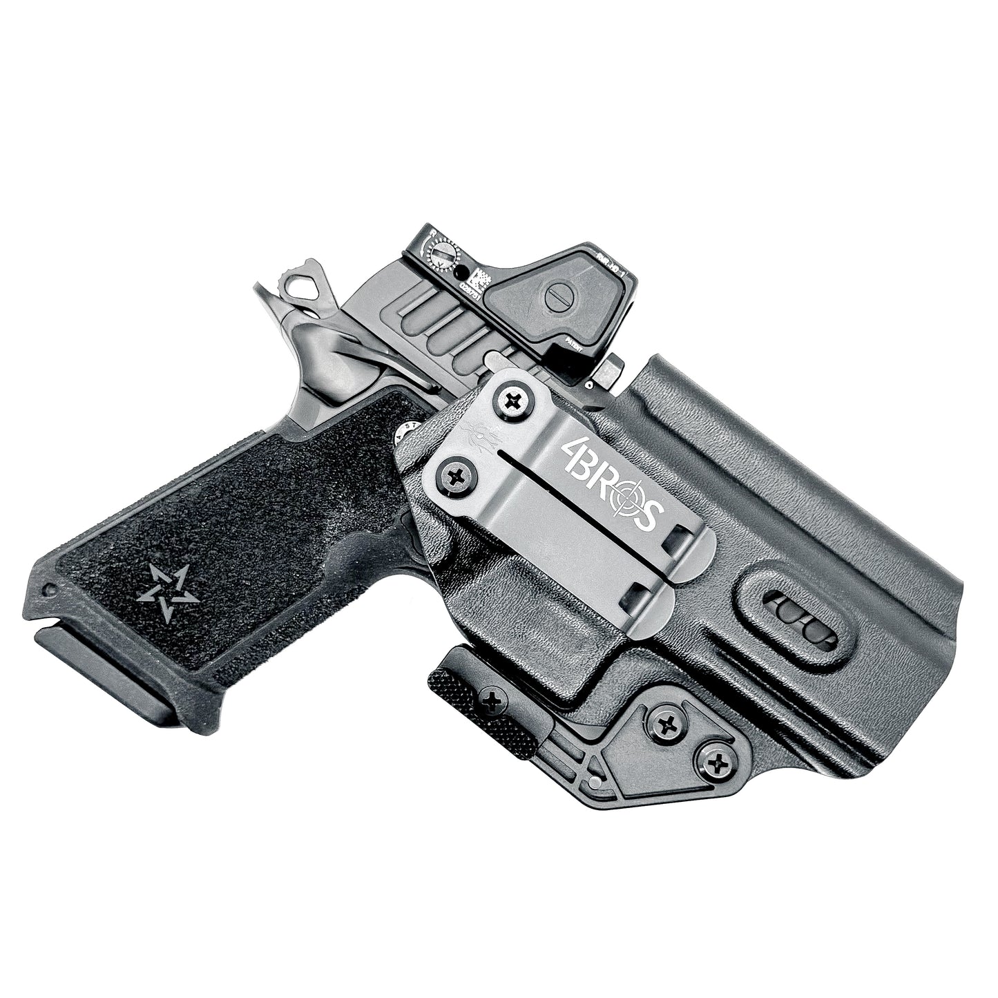 Precision-fit IWB inside the waistband holster for the Staccato HD P4 from Four Brothers. Slim, secure, and adjustable for optimal comfort and concealment.
