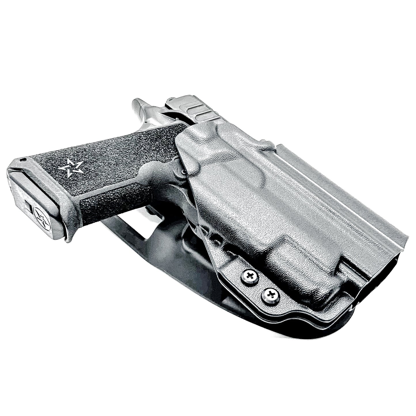 OWB outside the waistband duty & competition holster for the Staccato HD P4 and Surefire XC3 from Four Brothers