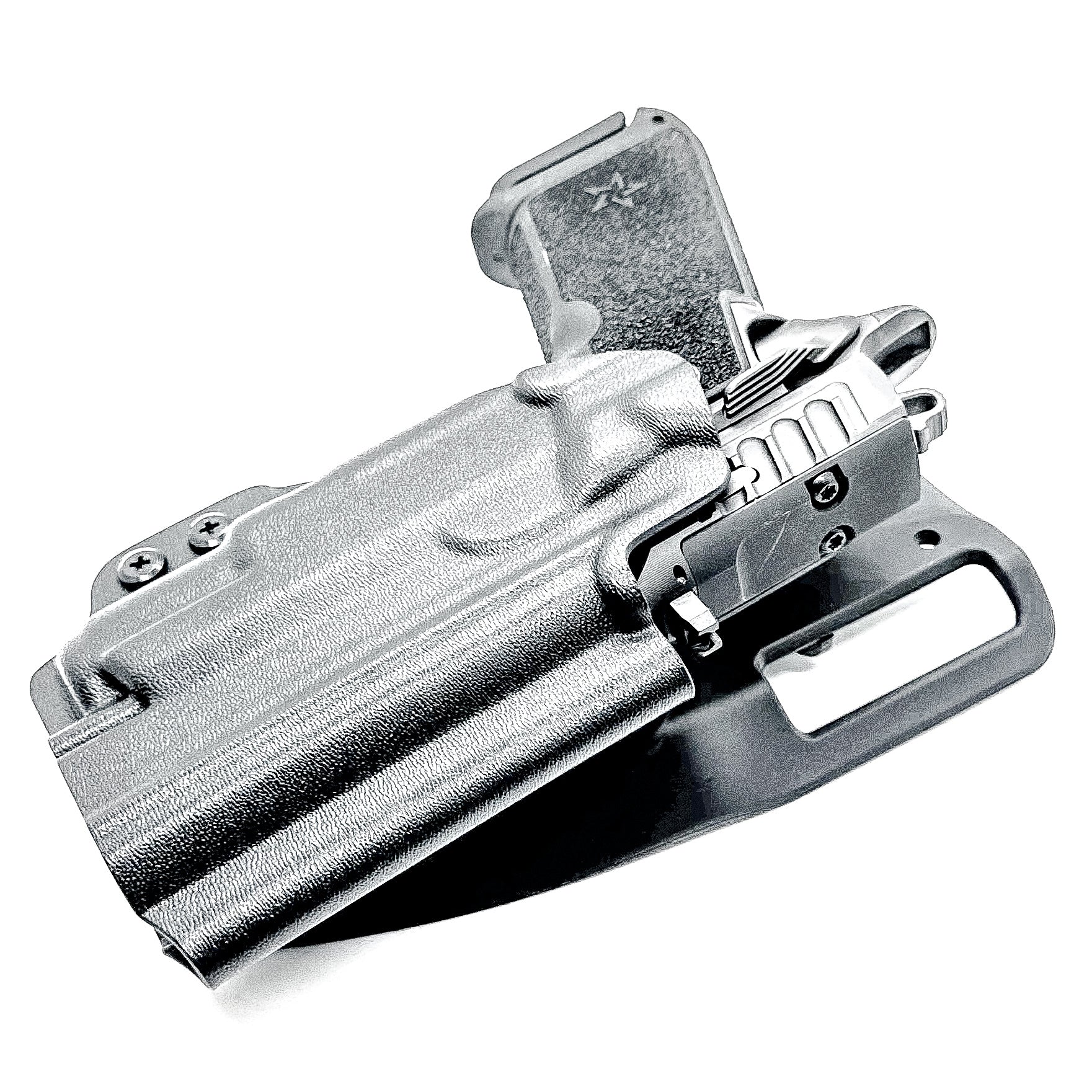 OWB outside the waistband duty & competition holster for the Staccato HD P4 and Surefire XC3 from Four Brothers