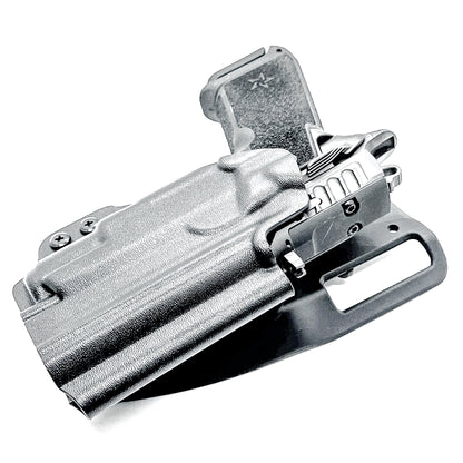OWB outside the waistband duty & competition holster for the Staccato HD P4 and Surefire XC3 from Four Brothers