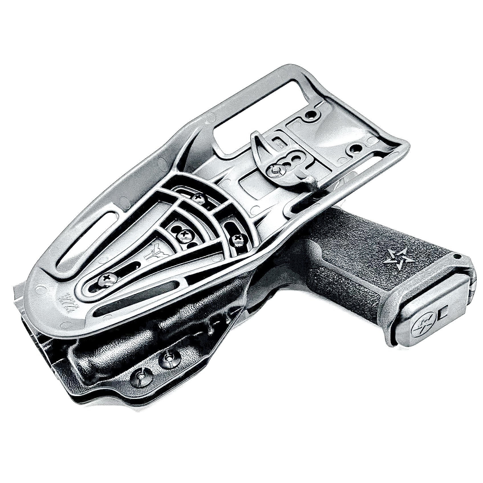 OWB outside the waistband duty & competition holster for the Staccato HD P4 and Surefire XC3 from Four Brothers