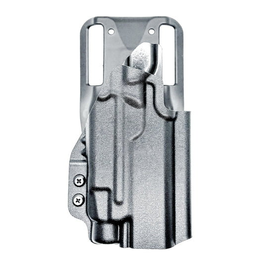 Precision-fit OWB outside the waistband duty & competition holster for the Staccato HD P4 and Streamlight TLR-7 HL-X from Four Brothers. Made in the USA.