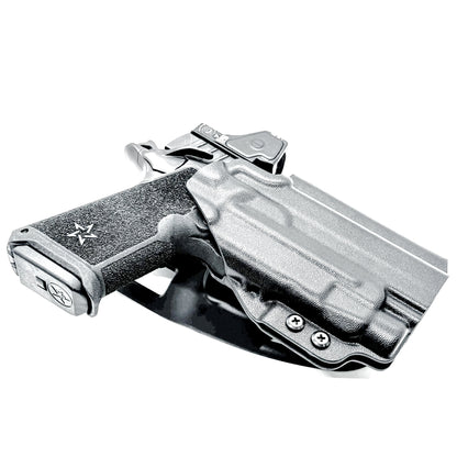 Precision-fit OWB outside the waistband duty & competition holster for the Staccato HD P4 and Streamlight TLR-7 HL-X from Four Brothers. Made in the USA.