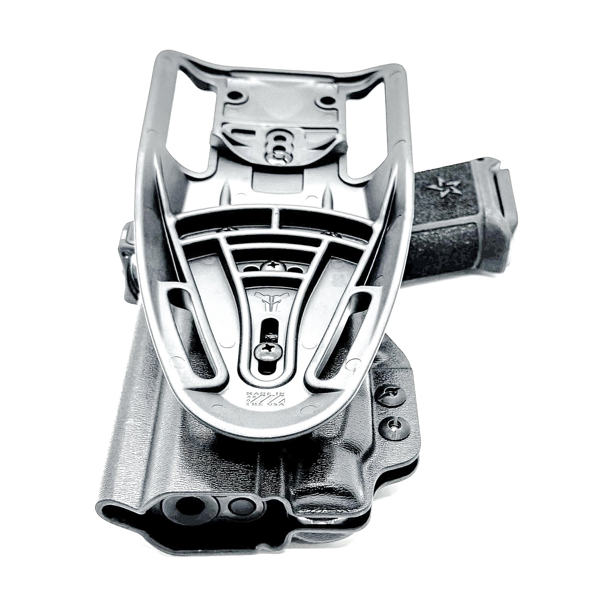 Precision-fit OWB outside the waistband duty & competition holster for the Staccato HD P4 and Streamlight TLR-7 HL-X from Four Brothers. Made in the USA.