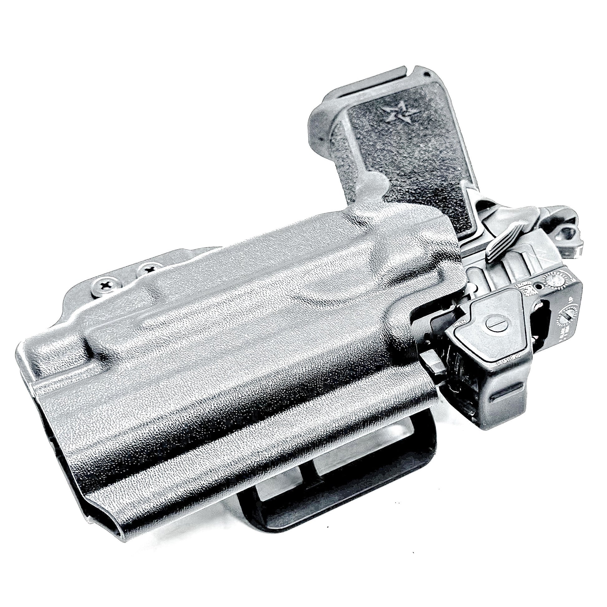 Precision-fit OWB Outside Waistband holster for the Staccato HD P4 and Streamlight TLR-7 HL-X from Four Brothers. Designed for comfort and concealment.