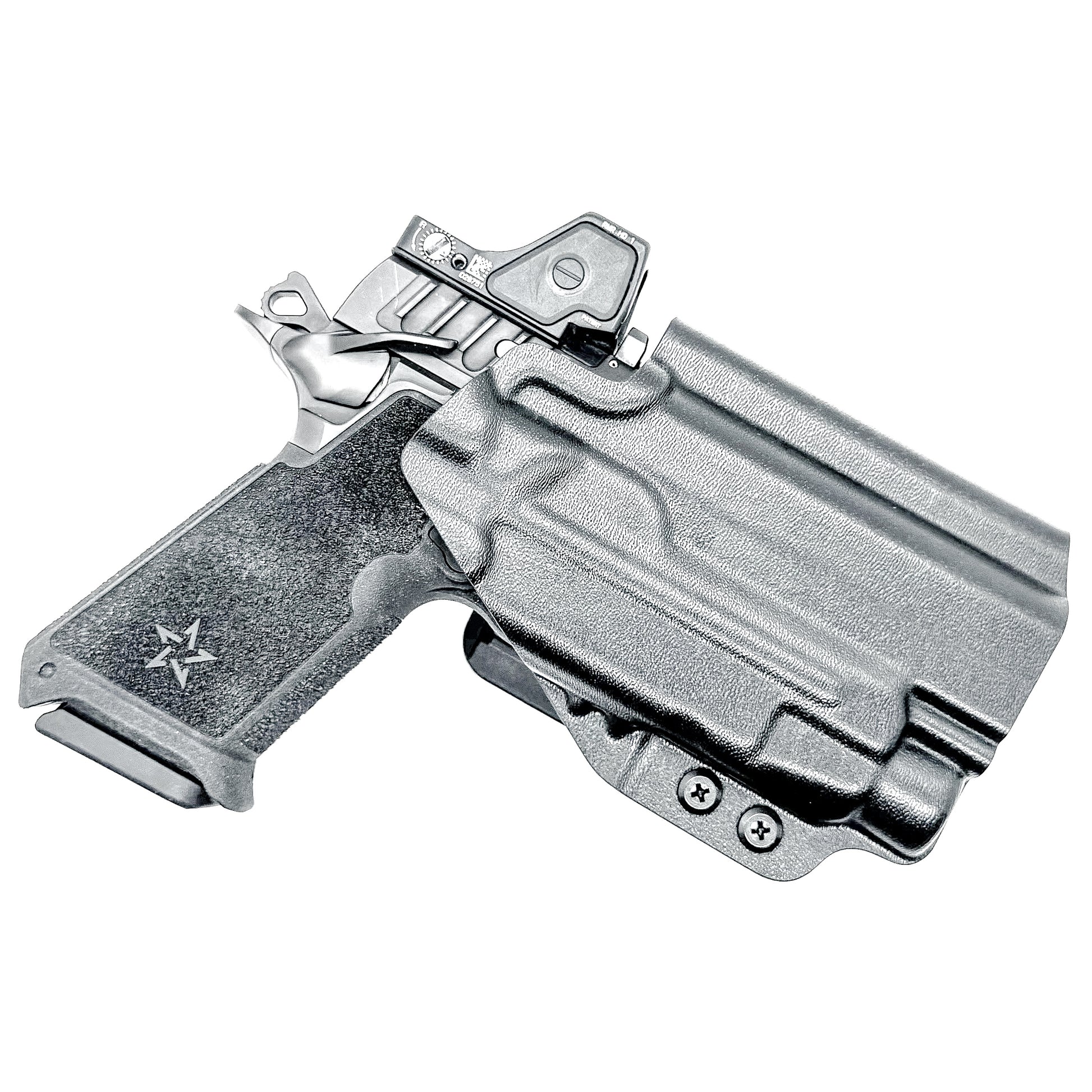 Precision-fit OWB Outside Waistband holster for the Staccato HD P4 and Streamlight TLR-7 HL-X from Four Brothers. Designed for comfort and concealment.