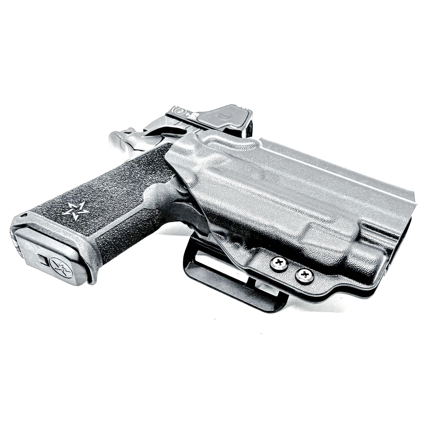 Precision-fit OWB Outside Waistband holster for the Staccato HD P4 and Streamlight TLR-7 HL-X from Four Brothers. Designed for comfort and concealment.