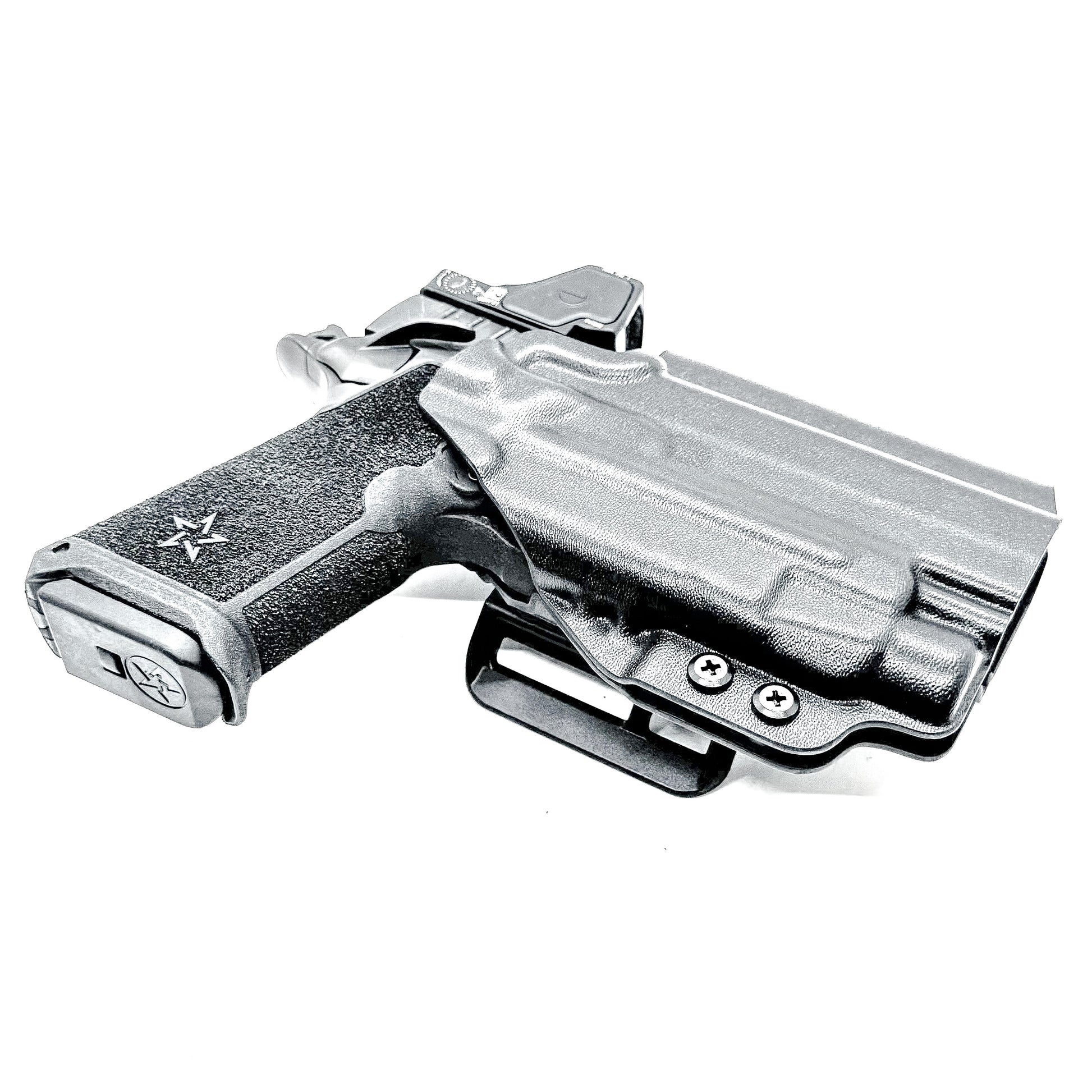 Precision-fit OWB Outside Waistband holster for the Staccato HD P4 and Streamlight TLR-7 HL-X from Four Brothers. Designed for comfort and concealment.