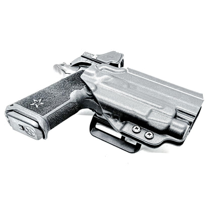 Precision-fit OWB Outside Waistband holster for the Staccato HD P4 and Streamlight TLR-7 HL-X from Four Brothers. Designed for comfort and concealment.