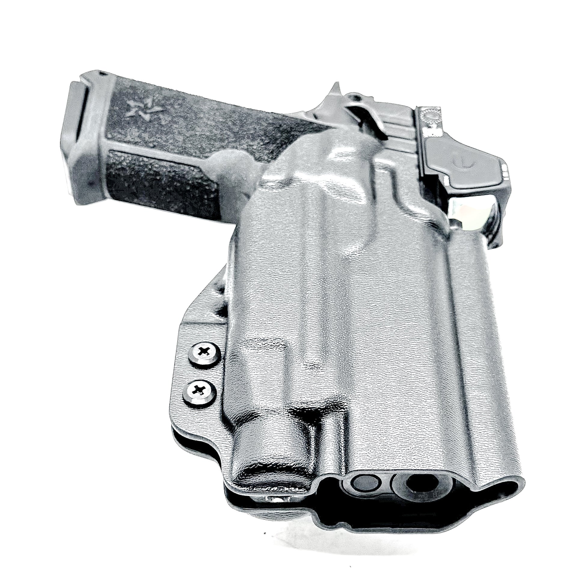 Precision-fit OWB Outside Waistband holster for the Staccato HD P4 and Streamlight TLR-7 HL-X from Four Brothers. Designed for comfort and concealment.