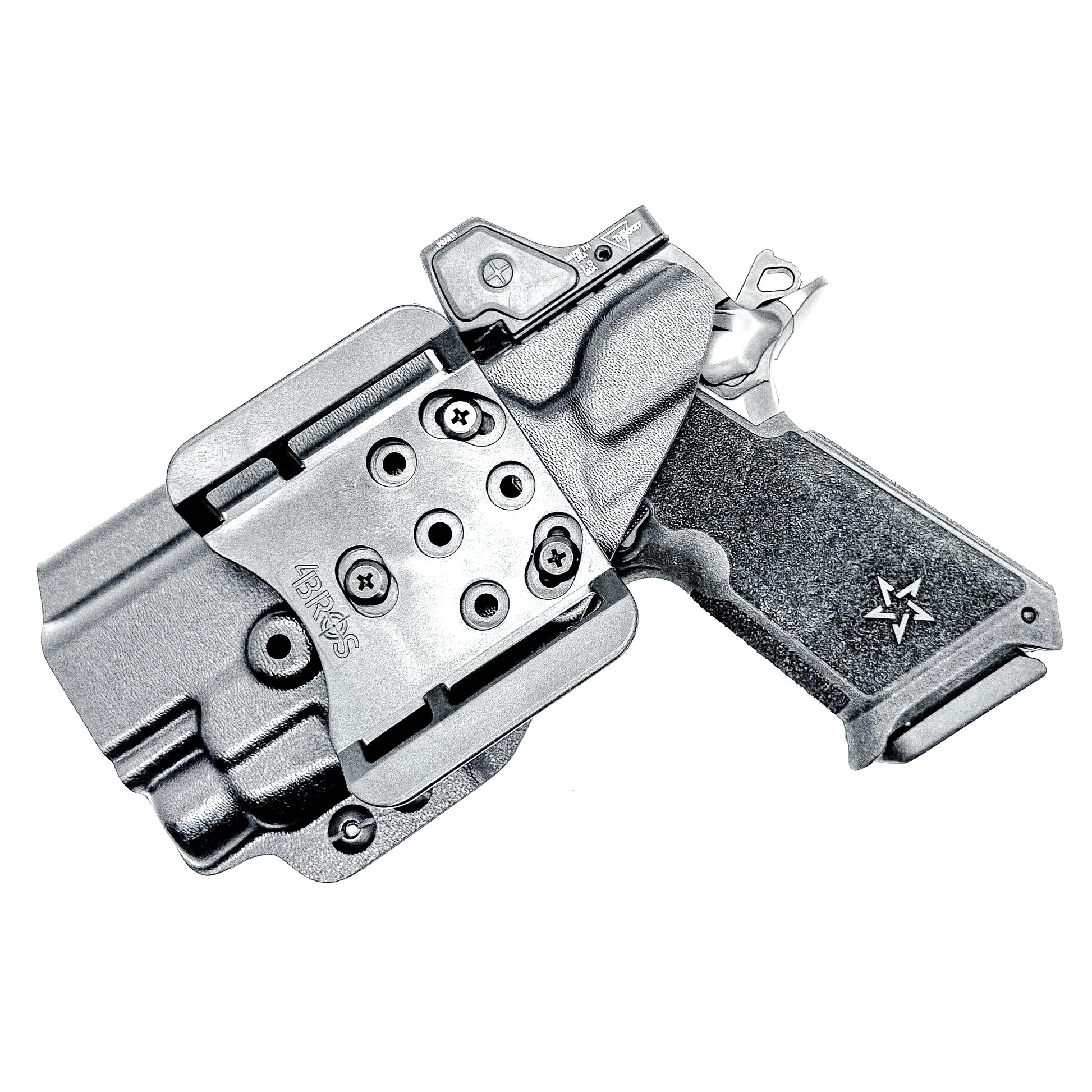 Precision-fit OWB Outside Waistband holster for the Staccato HD P4 and Streamlight TLR-7 HL-X from Four Brothers. Designed for comfort and concealment.