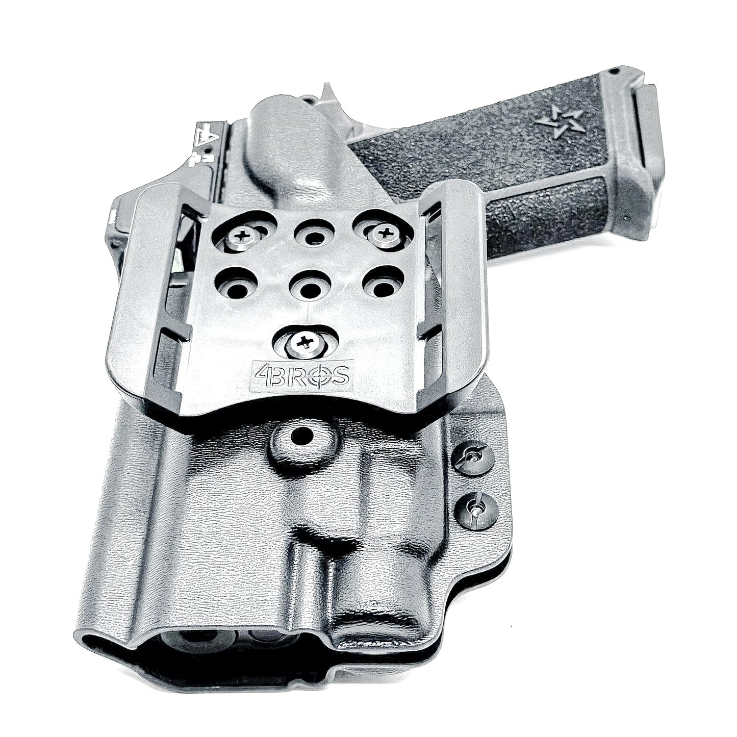 Precision-fit OWB Outside Waistband holster for the Staccato HD P4 and Streamlight TLR-7 HL-X from Four Brothers. Designed for comfort and concealment.