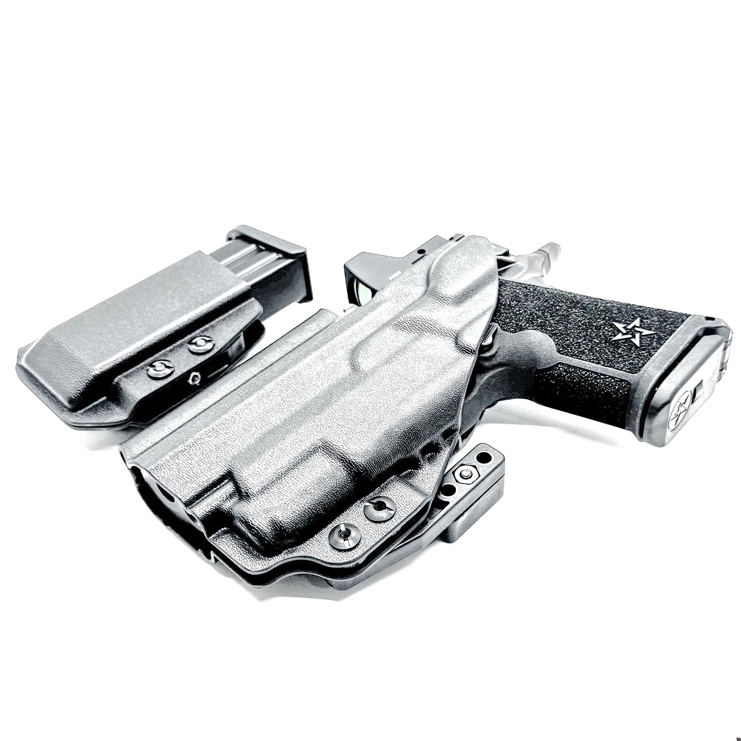 Black Staccato C4X & Surefire X3C IWB Holster & Magazine Pouch IWB AIWB Inside Waistband Combo shown with DCC Monoblock and a modwing.