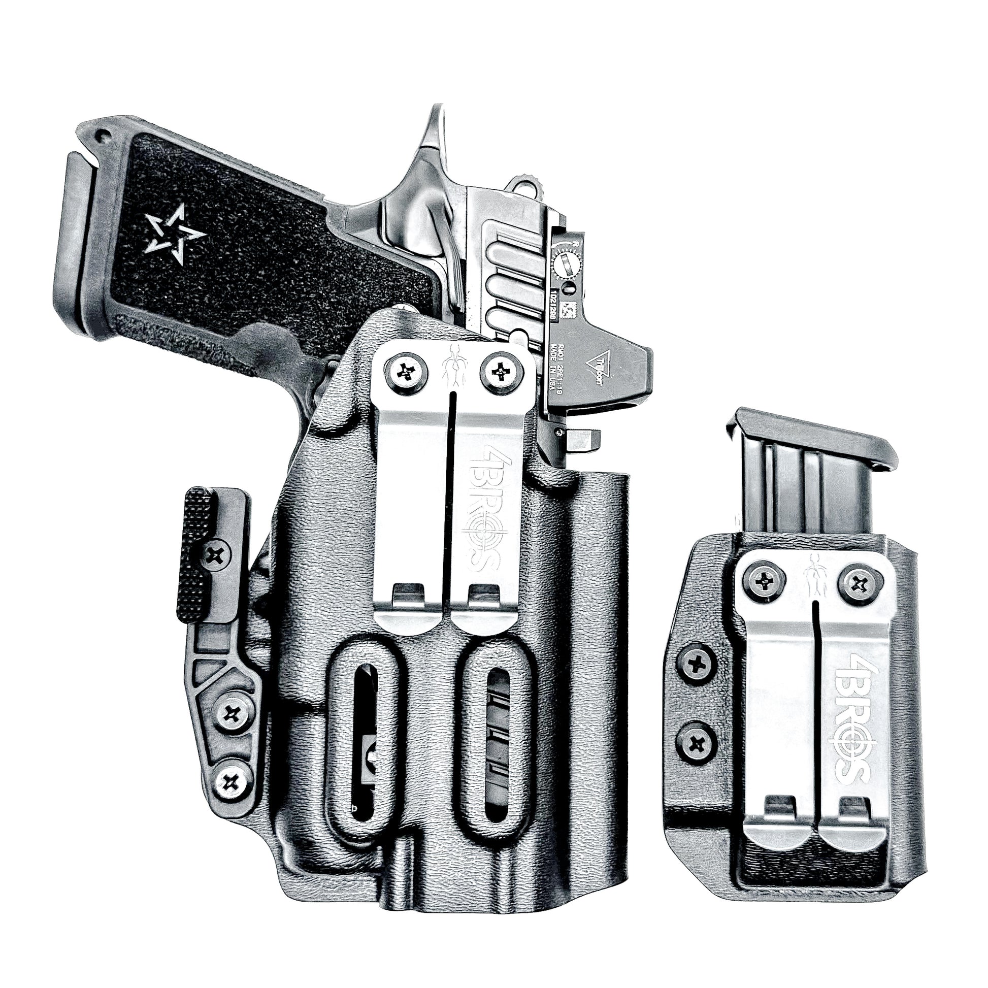 Black Staccato C4X & Surefire X3C IWB Holster & Magazine Pouch IWB AIWB Inside Waistband Combo shown with DCC Monoblock and a modwing.