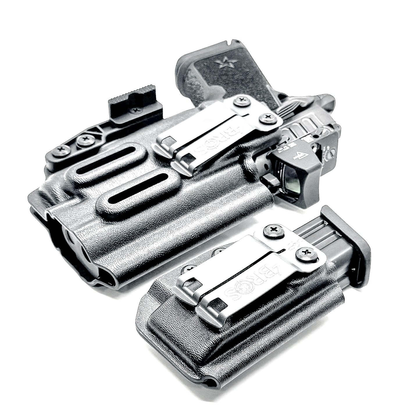 Black Staccato C4X & Surefire X3C IWB Holster & Magazine Pouch IWB AIWB Inside Waistband Combo shown with DCC Monoblock and a modwing.