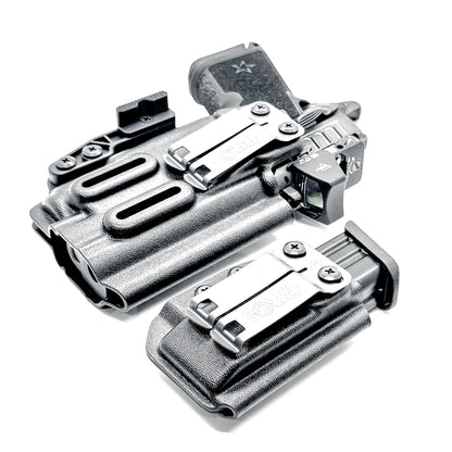 Black Staccato C4X & Surefire X3C IWB Holster & Magazine Pouch IWB AIWB Inside Waistband Combo shown with DCC Monoblock and a modwing.