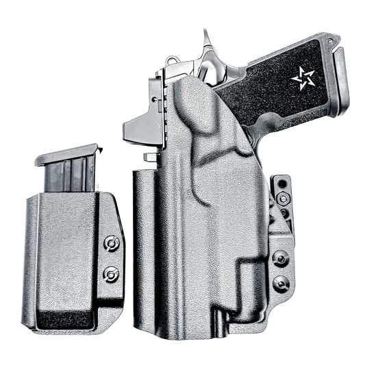 Black Staccato C4X & Surefire X3C IWB Holster & Magazine Pouch IWB AIWB Inside Waistband Combo shown with DCC Monoblock and a modwing.