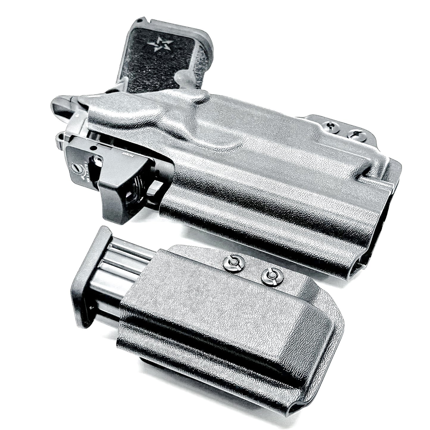 Black Staccato C4X & Surefire X3C IWB Holster & Magazine Pouch IWB AIWB Inside Waistband Combo shown with DCC Monoblock and a modwing.