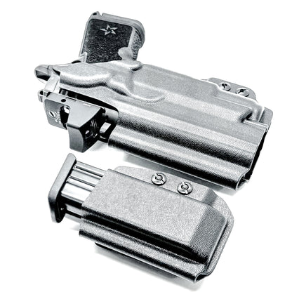 Black Staccato C4X & Surefire X3C IWB Holster & Magazine Pouch IWB AIWB Inside Waistband Combo shown with DCC Monoblock and a modwing.