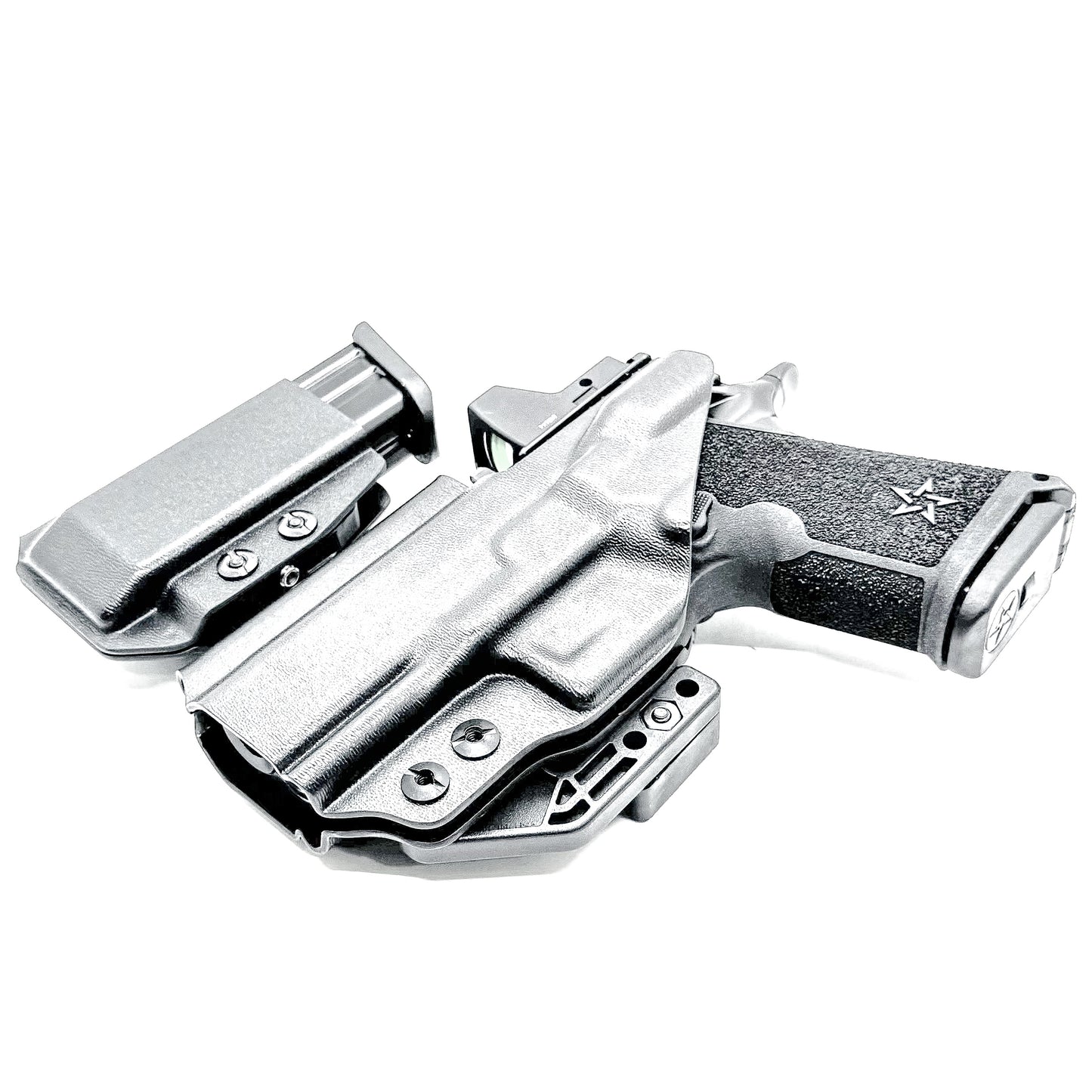 IWB holster combo for Staccato HD C3.6 and Glock 9MM mags. Includes mag carrier, Modwing, and Monoblock clips. Ships fast from the USA.