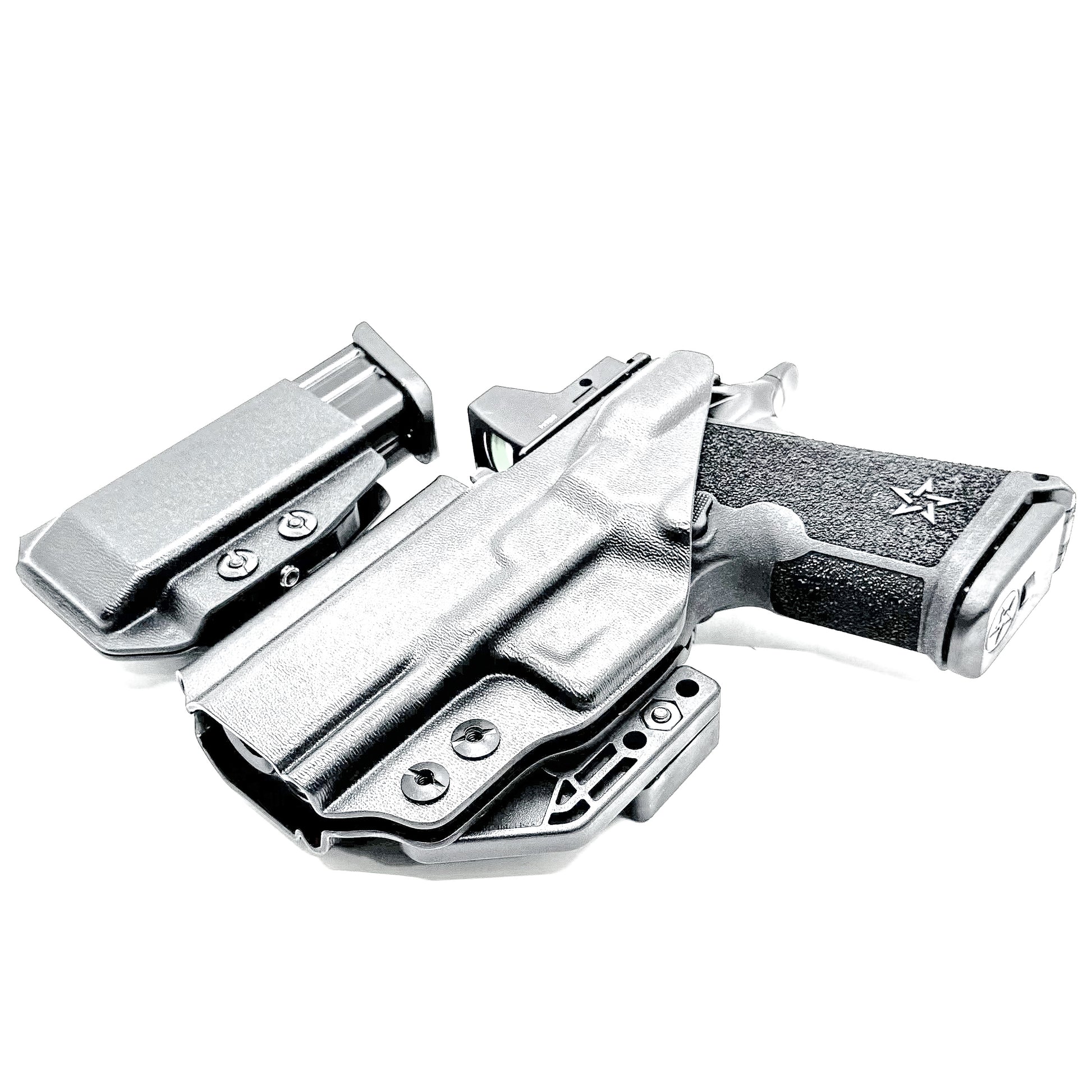 IWB holster combo for Staccato HD C3.6 and Glock 9MM mags. Includes mag carrier, Modwing, and Monoblock clips. Ships fast from the USA.