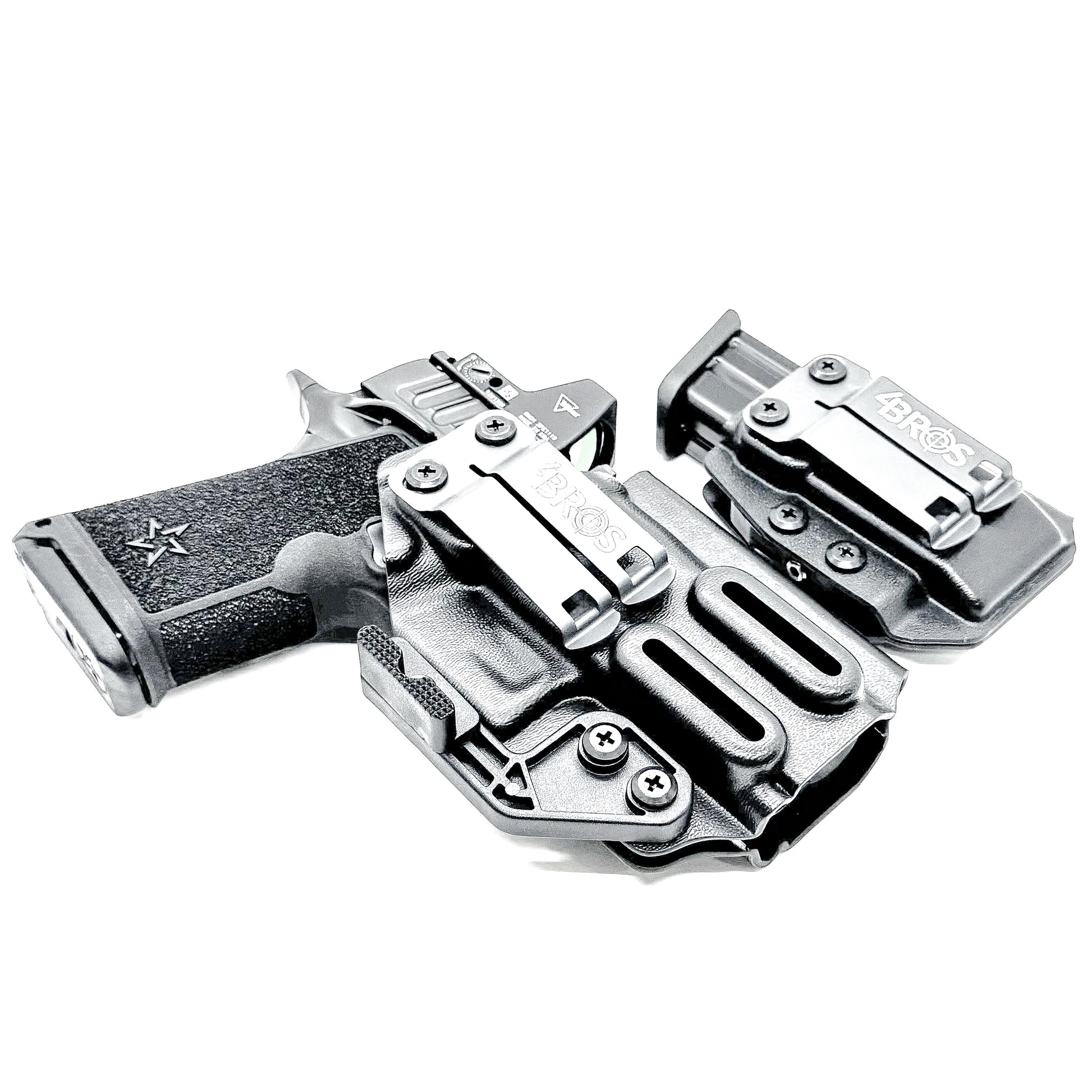 IWB holster combo for Staccato HD C3.6 and Glock 9MM mags. Includes mag carrier, Modwing, and Monoblock clips. Ships fast from the USA.