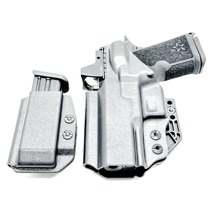 IWB holster combo for Staccato HD C3.6 and Glock 9MM mags. Includes mag carrier, Modwing, and Monoblock clips. Ships fast from the USA.