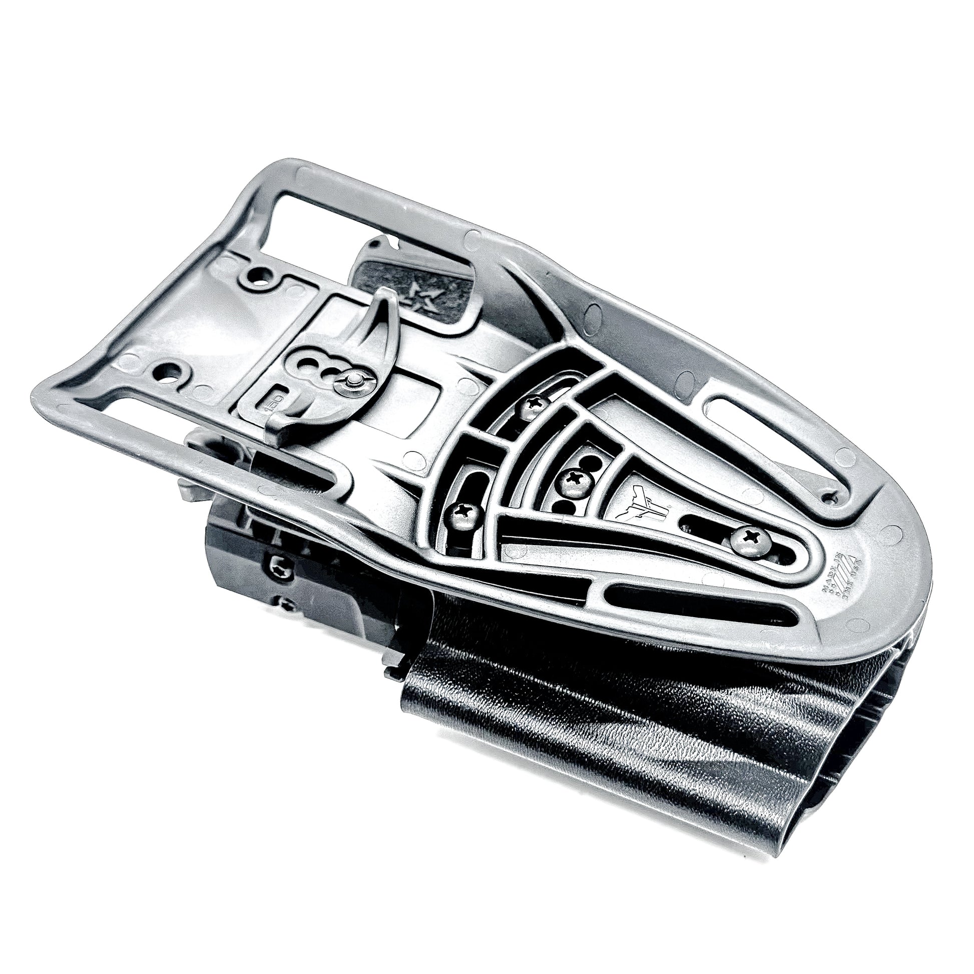 Staccato C3.6 Surefire XC3 OWB holster for Outside Waistband light duty & competition setups.  Shown in black with a duty drop attachment. 