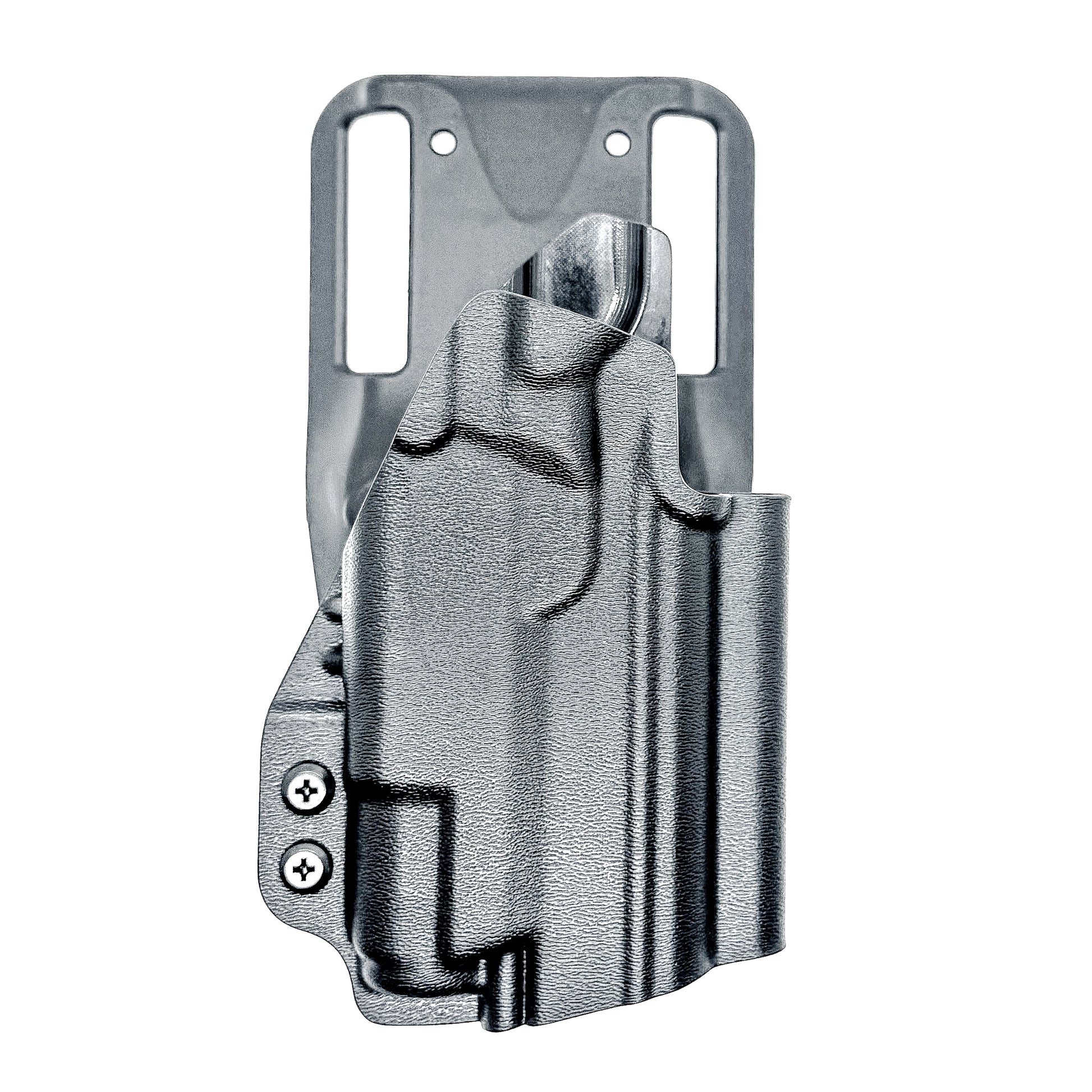 Staccato C3.6 Surefire XC3 OWB holster for Outside Waistband light duty & competition setups.  Shown in black with a duty drop attachment. 