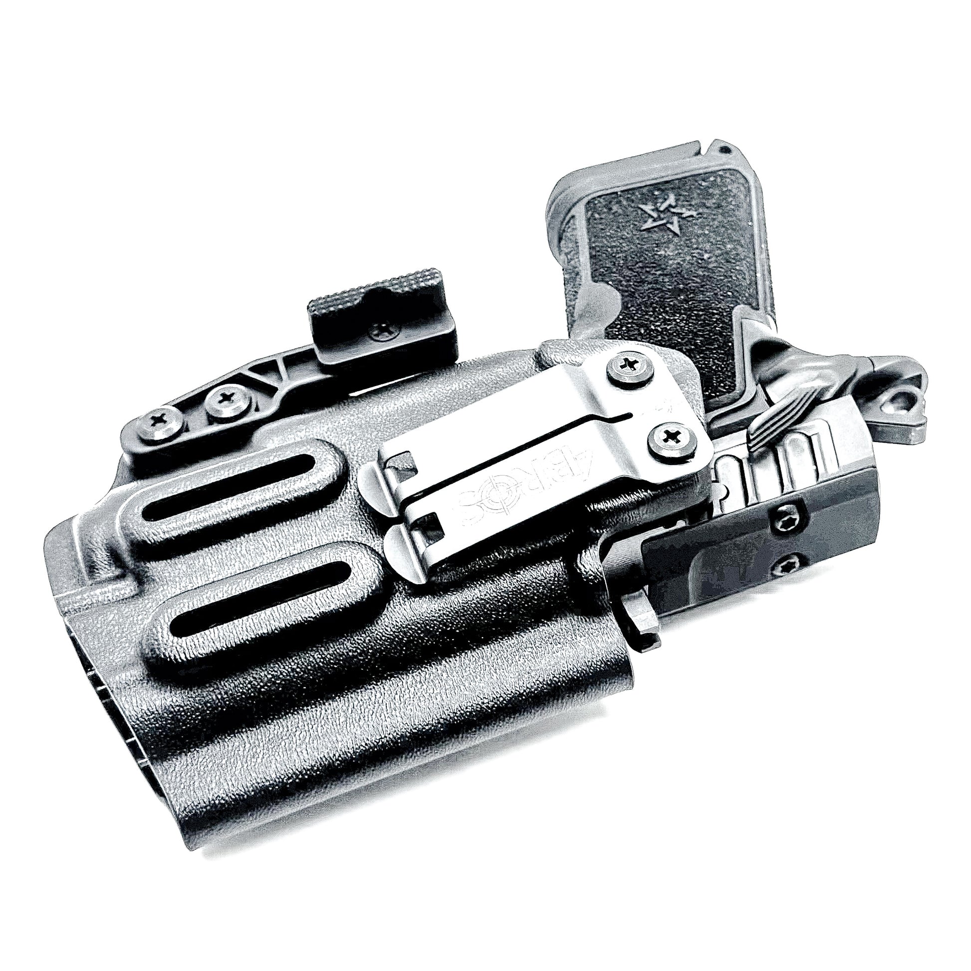 Black Durable IWB  Inside Waistband holster for the Staccato C3.6 with a Surefire XC3 shown with a DCC Monoblock and a Modwing.