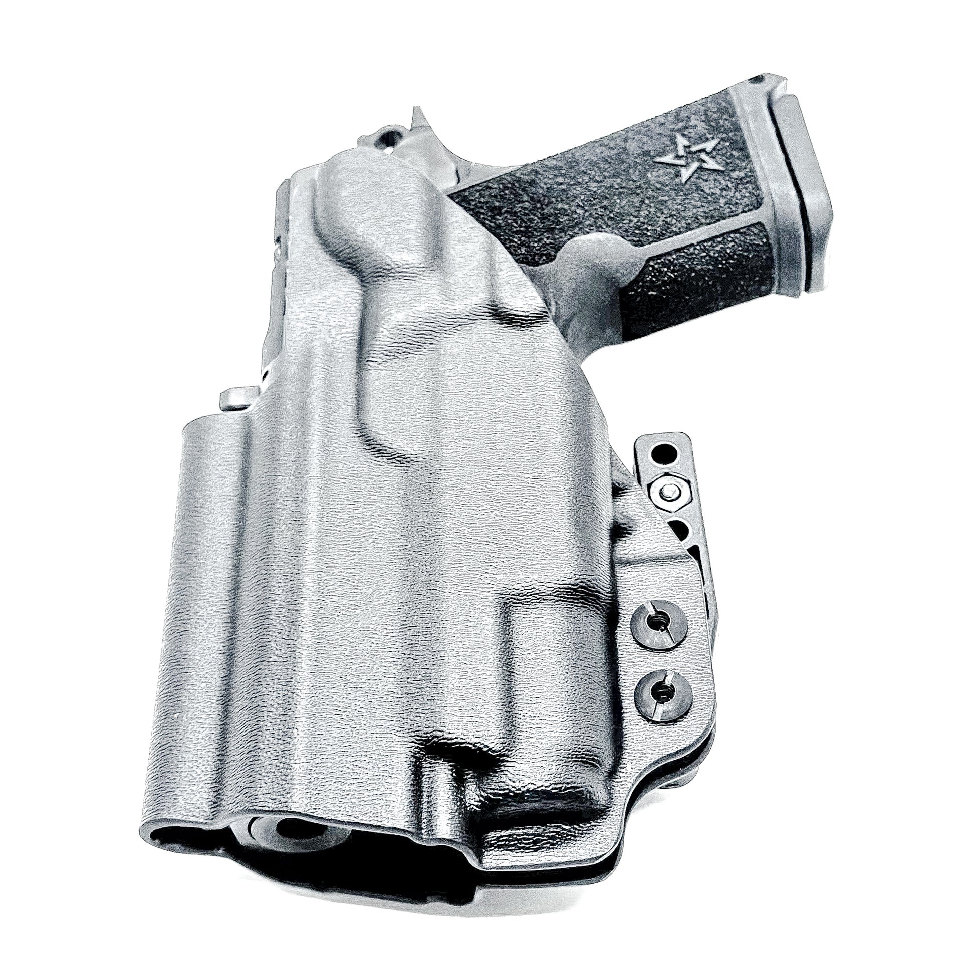 Black Durable IWB  Inside Waistband holster for the Staccato C3.6 with a Surefire XC3 shown with a DCC Monoblock and a Modwing.