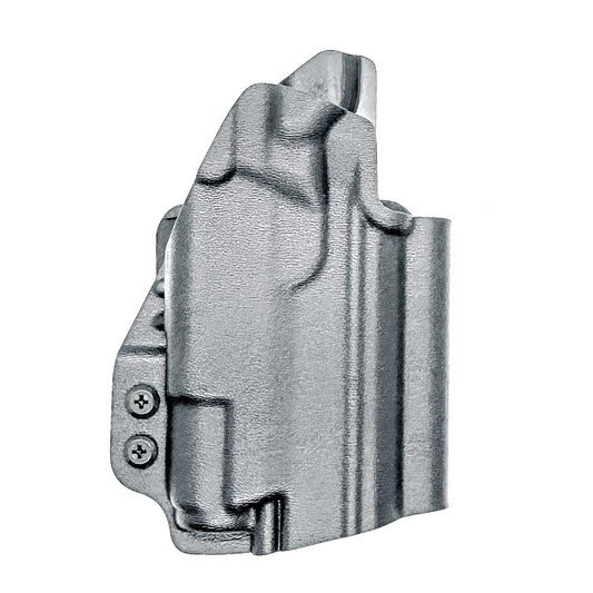 Durable Outside Waistband OWB holster for the Staccato C3.6 with a Surefire XC3 for range and open carry.   Shown in black with a 4BROS 1.5" Belt Slide.