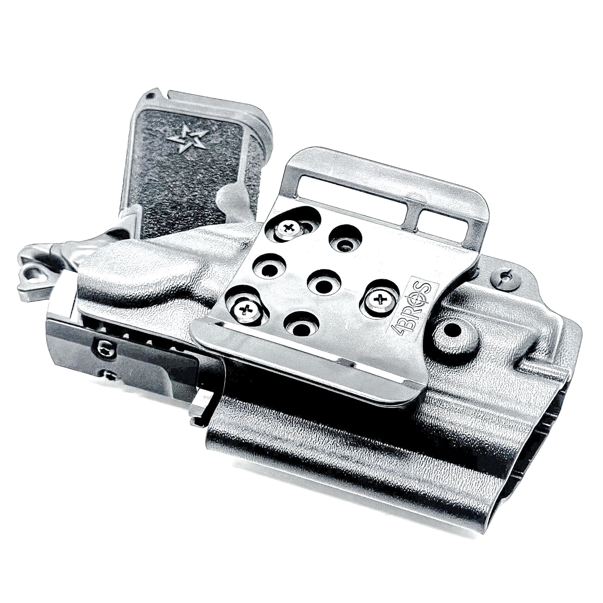 Durable Outside Waistband OWB holster for the Staccato C3.6 with a Surefire XC3 for range and open carry.   Shown in black with a 4BROS 1.5" Belt Slide.