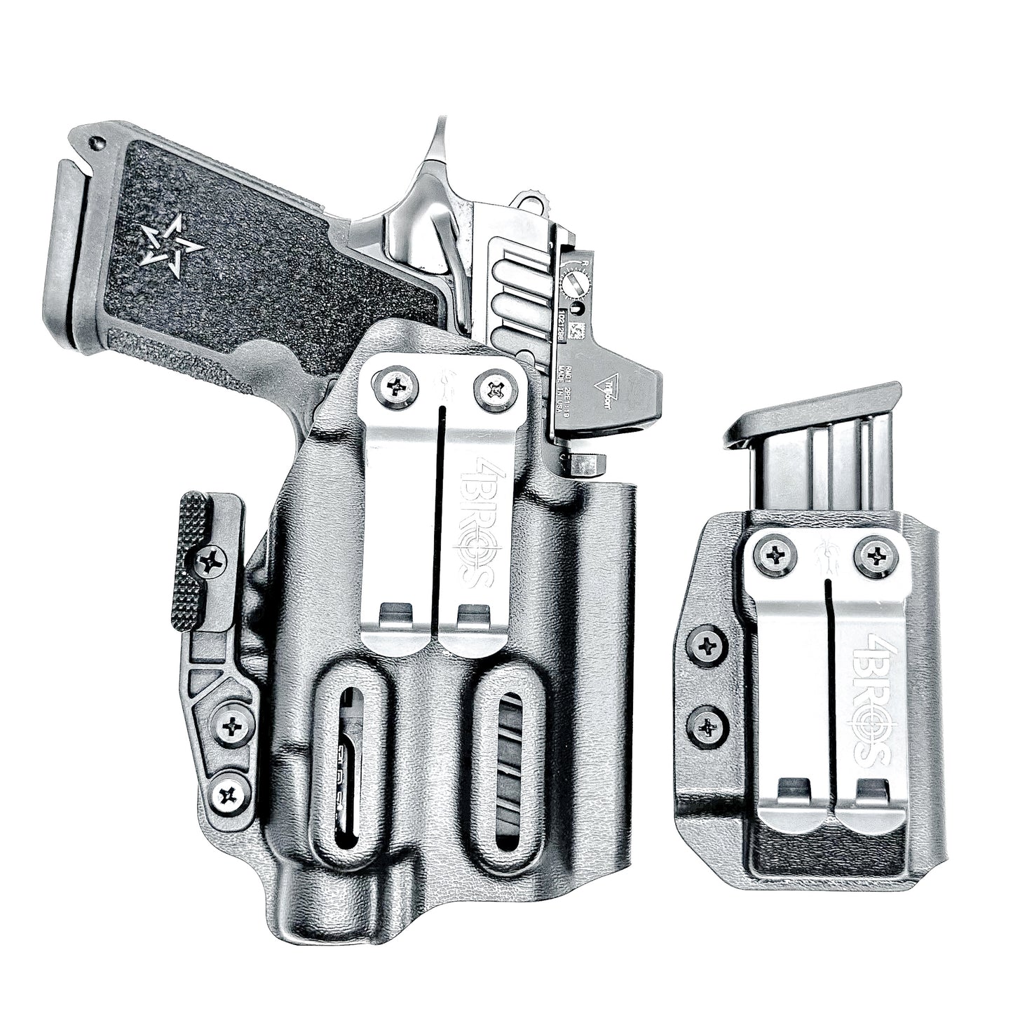 Custom IWB holster for Staccato HD C3.6 with Streamlight TLR-7 HL-X and Glock 9MM mag carrier. Optics-ready, adjustable retention, made in the USA.