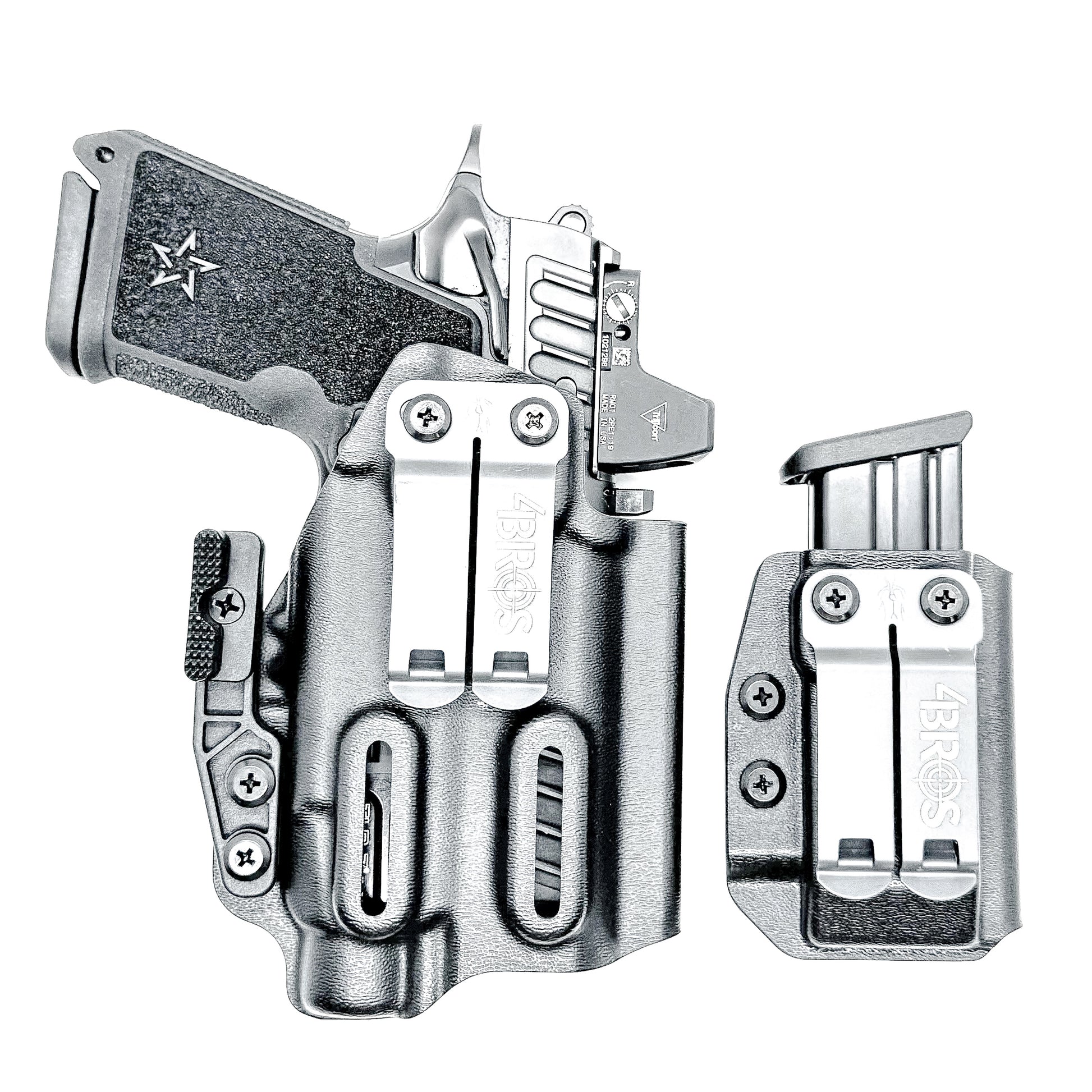 Custom IWB holster for Staccato HD C3.6 with Streamlight TLR-7 HL-X and Glock 9MM mag carrier. Optics-ready, adjustable retention, made in the USA.