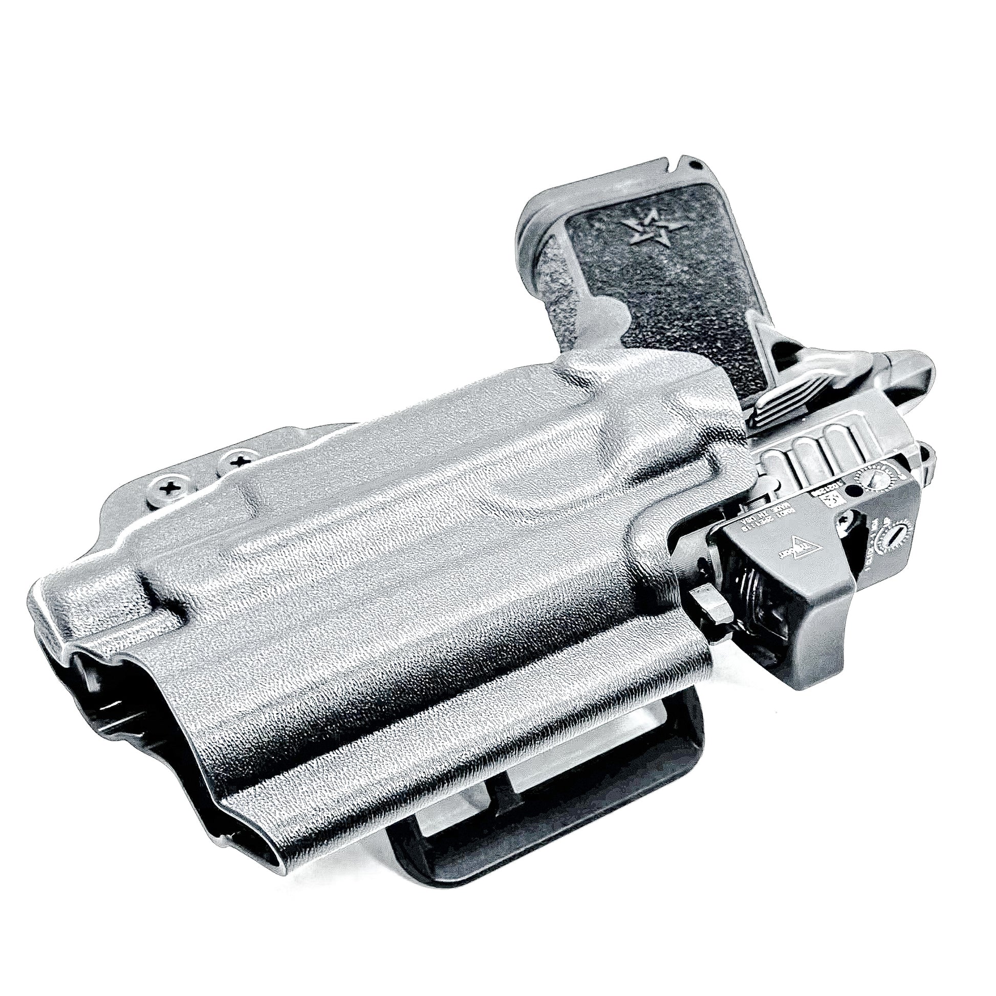 Black OWB Outside Waistband Holster for the Staccato HD C3.6 and Streamlight TLR-7 HL-X with 4Bros 1.5" Belt Slide.