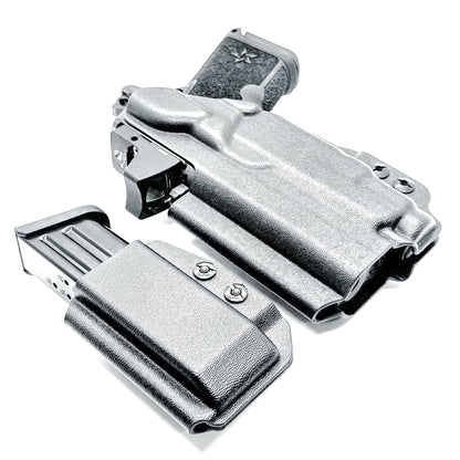 Custom IWB holster for Staccato HD C3.6 with Streamlight TLR-7 Sub and Glock 9 MM mag carrier. Optics-ready, adjustable, durable, and made in the USA.