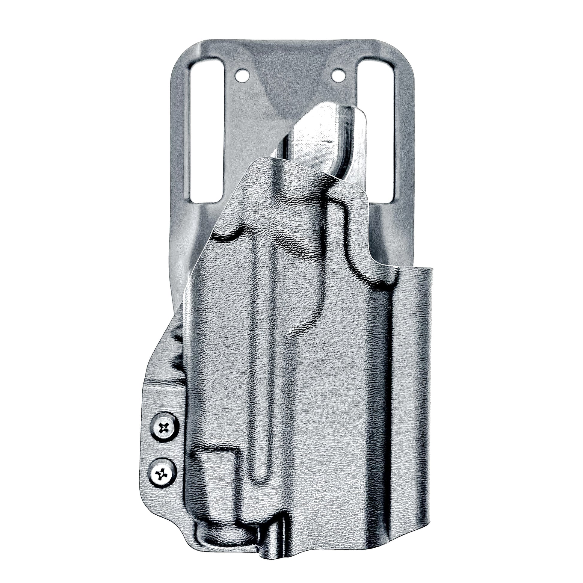 Black Duty and Competition OWB holster for the Staccato HD C3.6 and Strreamlight TLR-7 X with a duty drop attachment.