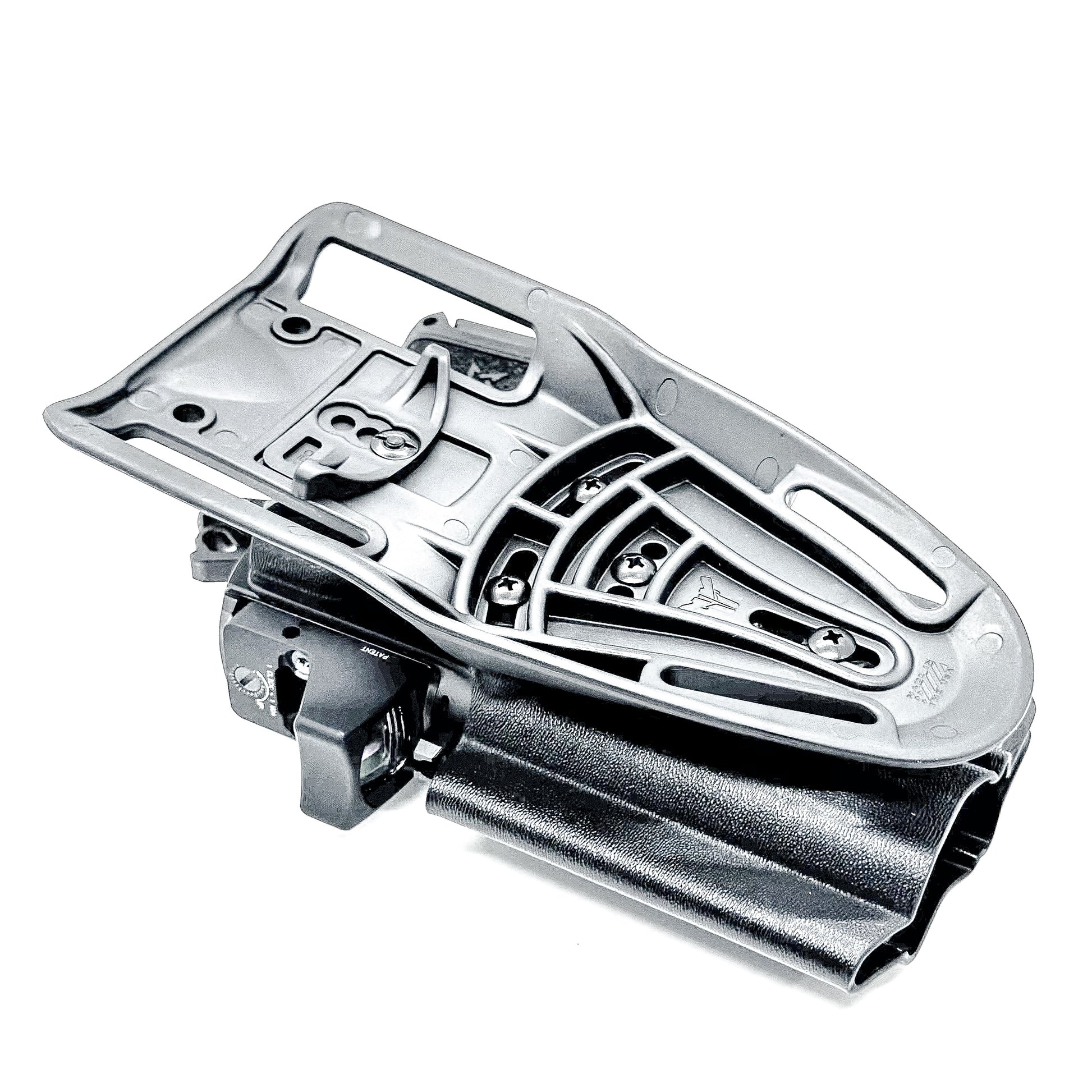 Black Duty and Competition OWB holster for the Staccato HD C3.6 and Strreamlight TLR-7 X with a duty drop attachment.