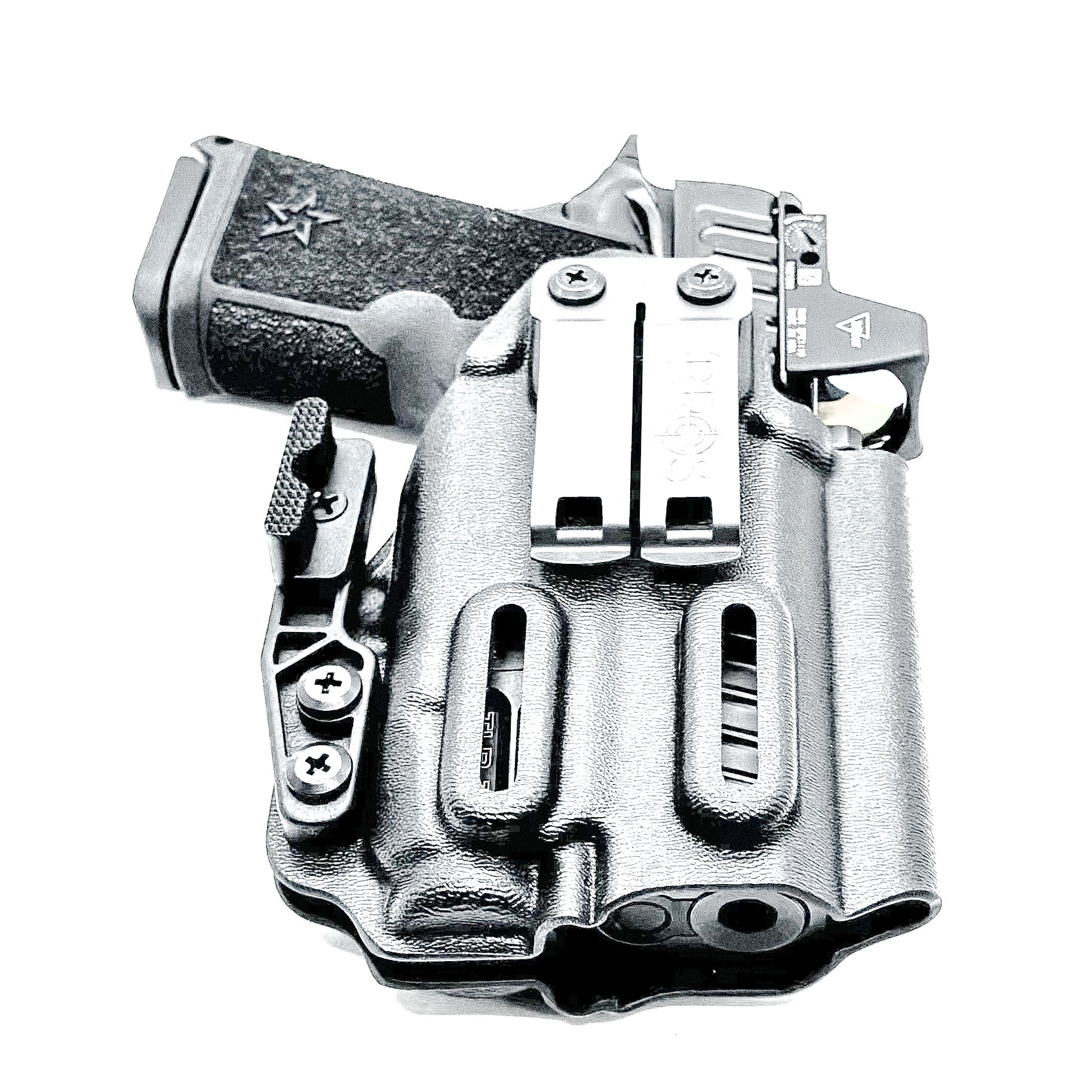 Inside Waistband IWB holster for the Staccato HD C3.6 and Streamlight TLR-7 X in black with the DCC monoblock and a modwing.