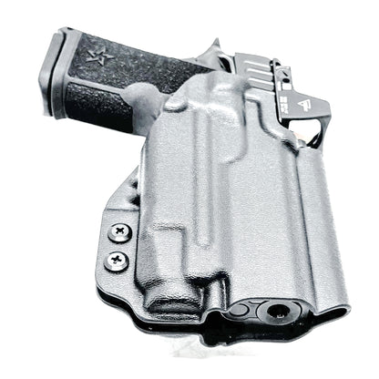 Black Outside Waistband OWB holster for the Staccato HD C3.6 and Strreamlight TLR-7 X with the 4Bros 1.5" Belt Slide.