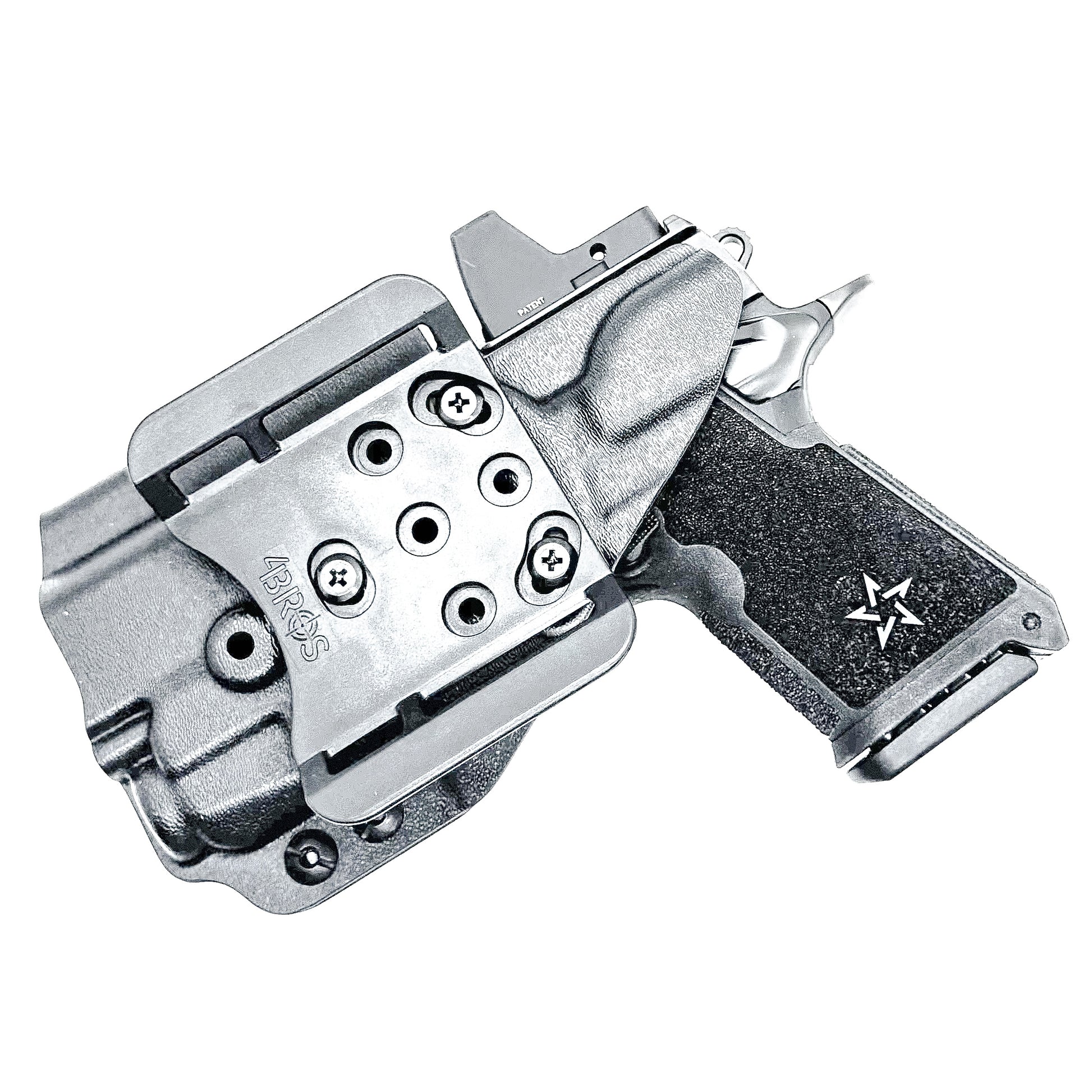 Black Outside Waistband OWB holster for the Staccato HD C3.6 and Strreamlight TLR-7 X with the 4Bros 1.5" Belt Slide.