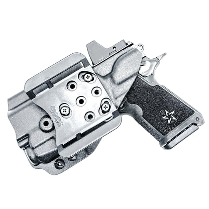 Black Outside Waistband OWB holster for the Staccato HD C3.6 and Strreamlight TLR-7 X with the 4Bros 1.5" Belt Slide.