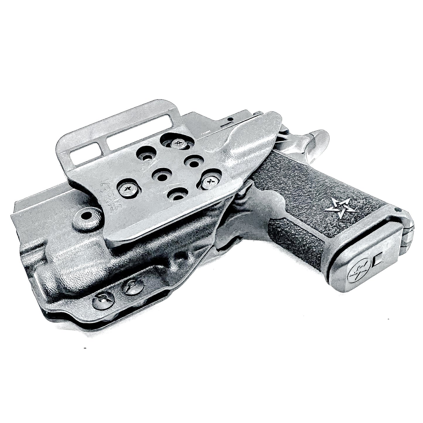 Black Outside Waistband OWB holster for the Staccato HD C3.6 and Strreamlight TLR-7 X with the 4Bros 1.5" Belt Slide.