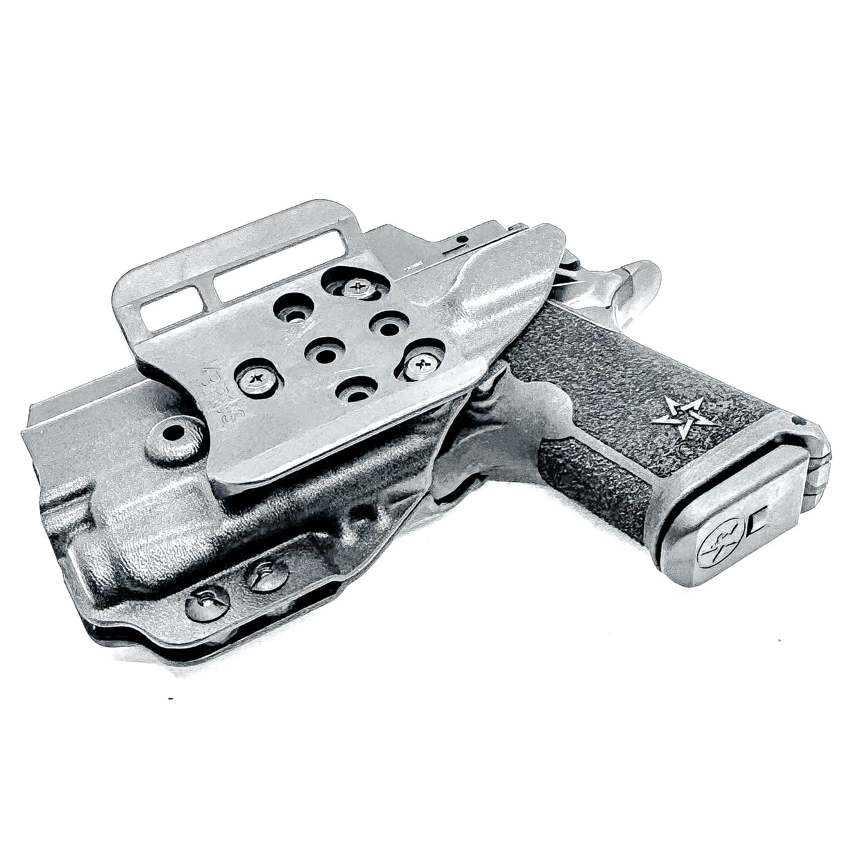 Black Outside Waistband OWB holster for the Staccato HD C3.6 and Strreamlight TLR-7 X with the 4Bros 1.5" Belt Slide.